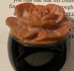 Vintage Onyx Silver Sponge Coral Carved Rose Ring Sz 6?