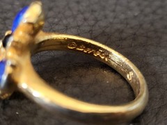 Vintage Edgar Berebi Gold tone Lapis Lazuli Ring. Size 8