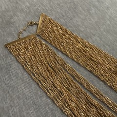 Vintage Gold Tone Multi Chain Cascading Statement Necklace
