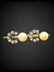 Vintage Chanel 1984 Pearl Crystal COCO Letter Bar Pin Brooch Original Box