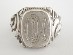 800 Silver Signet Ring Monogram HO OH 7.7 g/Size 51