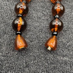 Vintage Amber Lucite Bead Necklace 30”