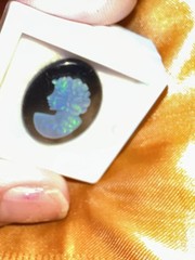 Vintage/Antique 20×15 Natural Solid Hand carved Australian Opal Cameo on Onyx