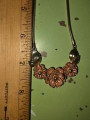 Vintage Krementz Signed 2 Tone Rose/Gold Dainty Flower Leaves Choker Necklace