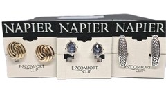Napier Gray, Silver, Gold Tone Clip On Earrings For Women NEW