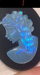 Vintage/Antique 20×15 Natural Solid Hand carved Australian Opal Cameo on Onyx