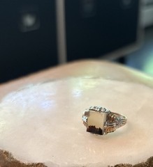 vintage Art Deco ring sterling Silver 925 Uncas rectangular agate stone size 8.5