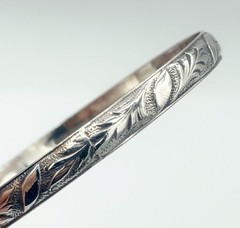 Vintage Sterling Silver Danecraft Felch Leafy Floral Bangle Bracelet