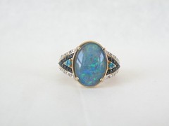 Sterling Silver 925 Gold Over Australian Opal Triplet Gemstone Ring Size 6