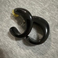 VTG Acrylic Lucite Chunky Puffy Hoop Black Earrings Modernist Sculptural