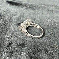 Vtg Sterling Silver Ring 8.25 Cubic Zirconia Medieval High End Jewelry Old Money