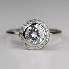 3.50Ct Art Deco Style Lab Created Diamond Halo Engagement 14K White Gold FN Ring