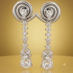 Stylish Rare 4.00 Ct Certified Diamond Dangler Earrings, Free Diamond Studs
