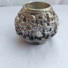 Vintage Jerusalem City Heritage Statue Made of Stone Plated with 925 Silver