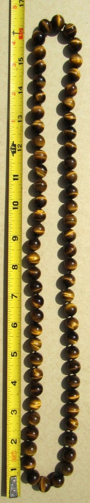 VINTAGE CHINESE EXPORT TIGER’S EYE KNOTTED 1/2″ BEADS NECKLACE 34″ /165 GRAMS