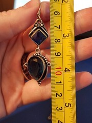 Sterling Silver Blue Stone Dangle Earrings