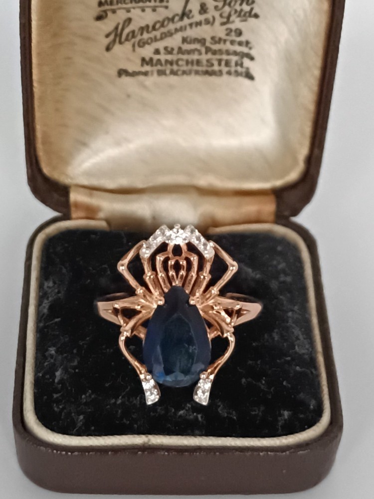 Vintage 1990-s 14 Ct Rolled Gold Sapphire Ring Size UK P US 7 1/2 – Hallmarked!