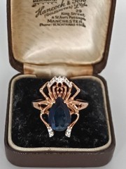 Vintage 1990-s 14 Ct Rolled Gold Sapphire Ring Size UK P US 7 1/2 – Hallmarked!