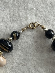 Vintage Earth Tone Acrylic/ Resin Beaded Necklace With Splashes Of Gold. 13”