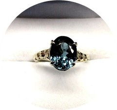 Pretty Blue-Green INDICOLITE Tourmaline Ring – 14k Solid Yellow Gold Mtg