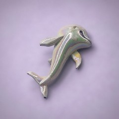 Beluga Whale Brooch Pin Dolphin Iridescent White • Vintage Jewelry