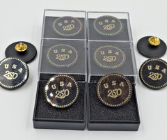 USA 250th Anniversary Obsidian Stone Commemorative Pin Badge 1.2″Limited Edition