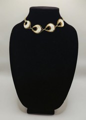 Vintage 1950s White Thermoset Crescent Moon Choker Necklace Gold Tone – AS IS