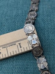 Vintage Good Luck Chinese Coin Silver Panel Bracelet 7.25″, 11.6g