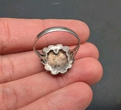 Vintage Sterling Silver Rose Cut Garnet Bohemian Czechoslovakia Ring Sz 8 ⚠️Read