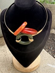 RARE Vintage DVF Interchangeable Collar Necklace Lucite 3 Donut Rings Signed Box