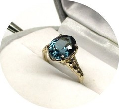 Pretty Blue-Green INDICOLITE Tourmaline Ring – 14k Solid Yellow Gold Mtg