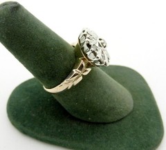 Antique Silver and 9kt Pink Gold and Rose Cut Diamond Ring size 7