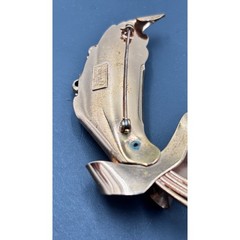 Vintage Coro Pegasus Sterling Silver Rose Gold Vermeil Green Floral Brooch 1940s