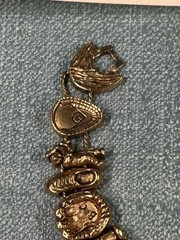 Vintage 1990’s TOFA Baseball Theme Bracelet Charms Gold Tone Made In Korea