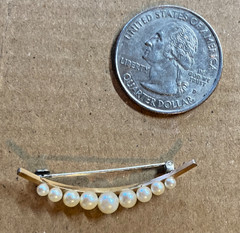 Antique 10k Yellow Gold Seed Pearl Crescent Moon Pin Buy It Now