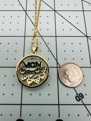 Love Mom Hearts Pendant And Necklace 18”-20” Mom Gift Metal Gold Tone New