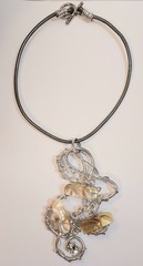Jeff Lieb Statement Necklace Swarovski Crystal Shell Abstract Art Boho Signed
