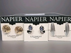 Napier Gray, Silver, Gold Tone Clip On Earrings For Women NEW