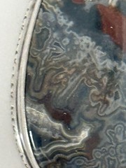 Vintage Crazy Lace Agate Pendant Natural Stone Sterling Silver Cabochon