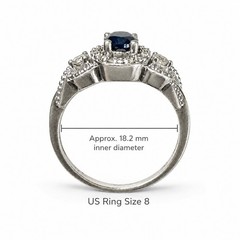 VTG Graziano 925 Sterling Silver Simulated Blue Sapphire Oval Infinity Ring 8