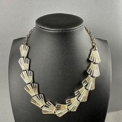 Vintage Art Deco Link Necklace Gold Tone Fan Statement Adjustable 13–14″