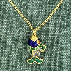 Vtg 1998 RARE Edgar Berebi Limited Ed. GP Enamel Fish Necklace “Little Gift” NOS