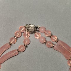Vtg 80’s Pink Lucite Necklace Earring Set Hong Kong Moonglow Geometric Statement