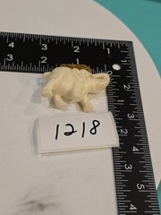 Vintage Celluloid Lucky Elephant Charm Pendant Faux Ivory Raised Trunk Gold Tone