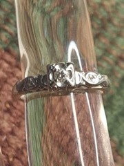 14k White Gold Designer Solitaire Diamond Ring 3 Diamond 2.3Gram Sz 5