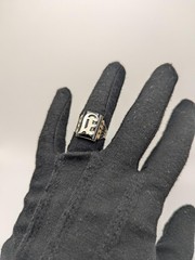Victorian 10k A Monogram Black Onyx Ring Midnight Signet Ring. Statement Ring.