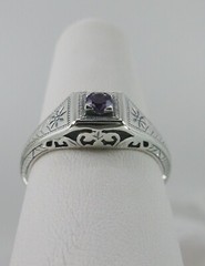 NATURAL Amethyst Ring, Art Deco Wedding Revival Jewelry (Custom-Made) US SELLER