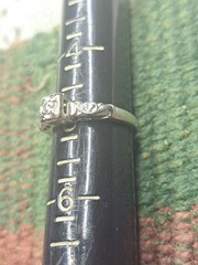 14k White Gold Designer Solitaire Diamond Ring 3 Diamond 2.3Gram Sz 5