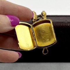 Antique Victorian Gold Filled Watch Chain Fob Locket Necklace Dog Clip