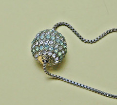 Vintage Box Chain Necklace with Disco Ball Slide Pendant